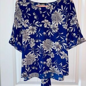 West Kei Navy and White Floral Blouse